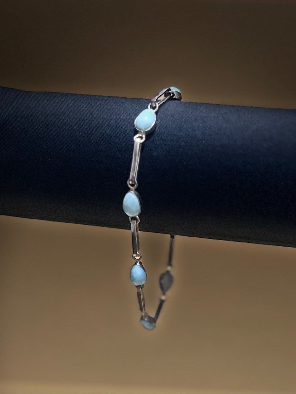 Vintage Larimar Teardrop Bracelet and Earring Set - Picture 6 of 10